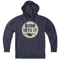 Born Into It USA Born Into It Stamp hoodie, a sweatshirt with patriotic USA design, featuring bold "Born Into It" lettering and flag details.