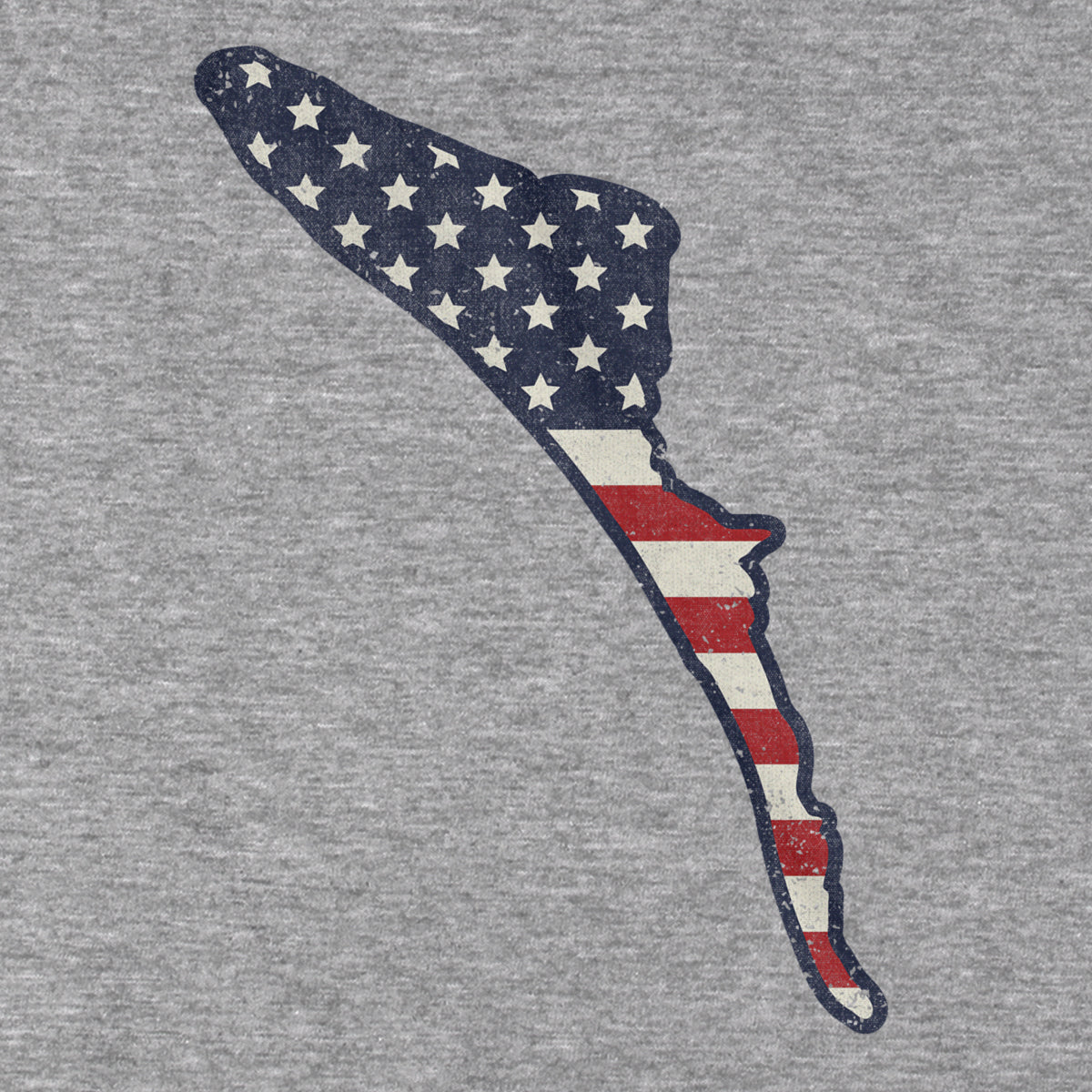 Born Into It Anna Maria Island Stars & Stripes T-shirt, gray fabric, featuring patriotic star and stripe design.