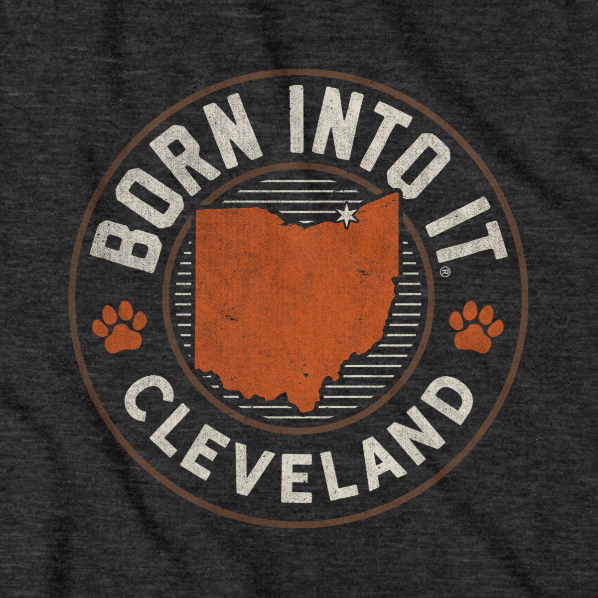 Born Into It Cleveland Paw Print Game Day T-shirt