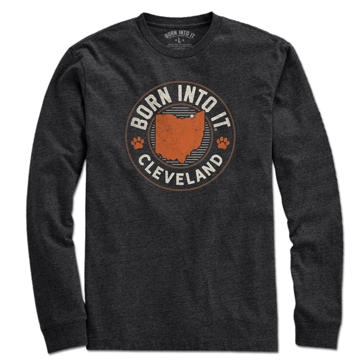 Born Into It Cleveland Paw Print Game Day T-shirt