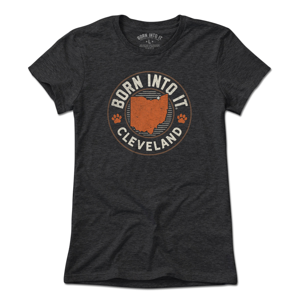 Born Into It Cleveland Paw Print Game Day T-shirt