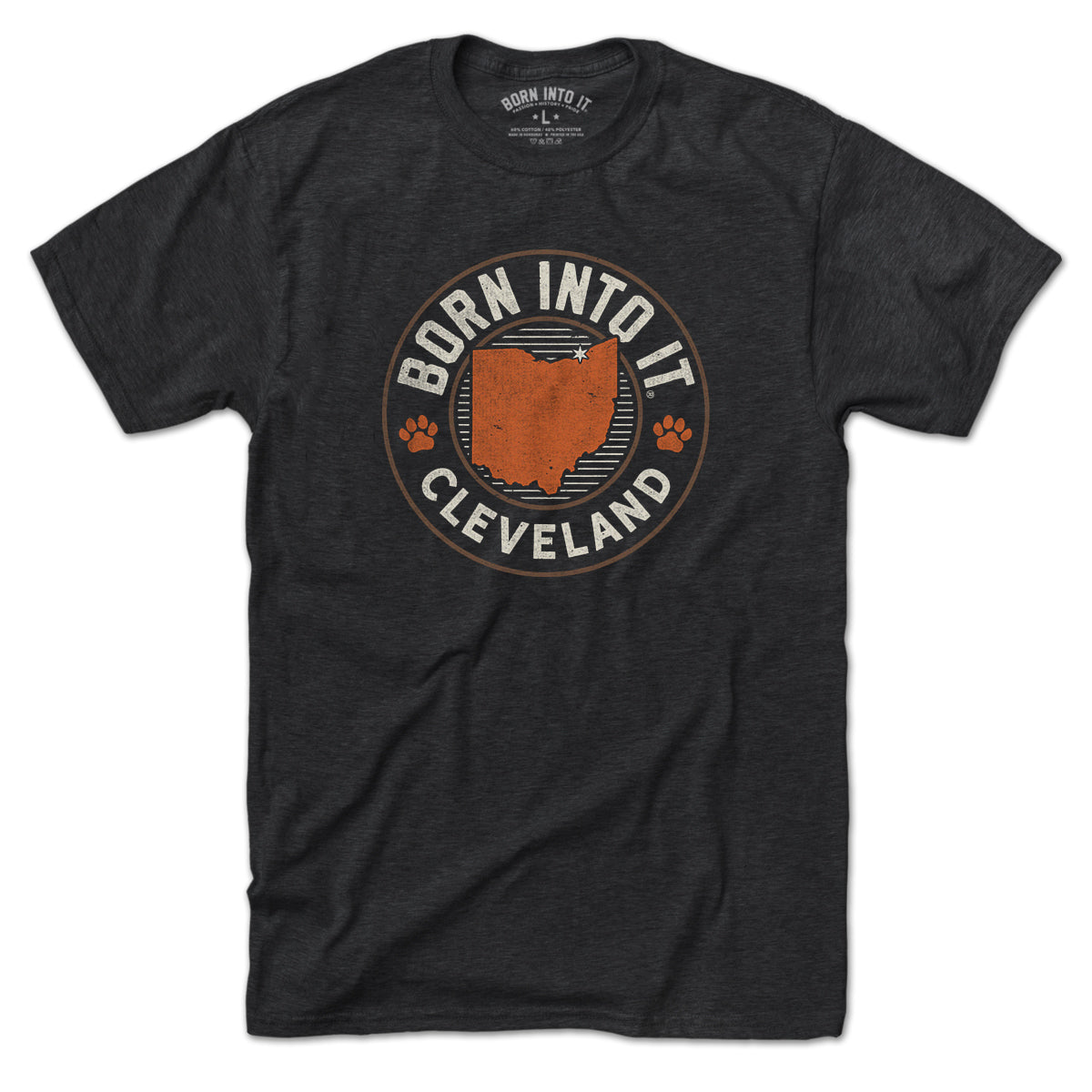 Born Into It Cleveland Paw Print Game Day T-shirt
