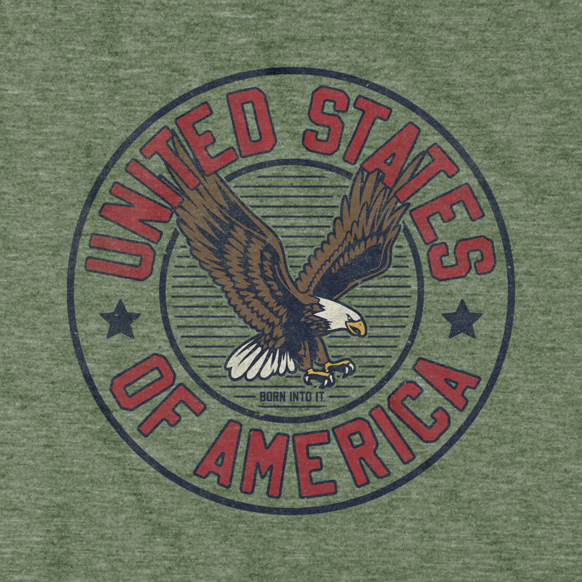 Born Into It USA Game Day T-Shirt featuring patriotic design, front view, soft fabric, perfect for supporting the USA team.