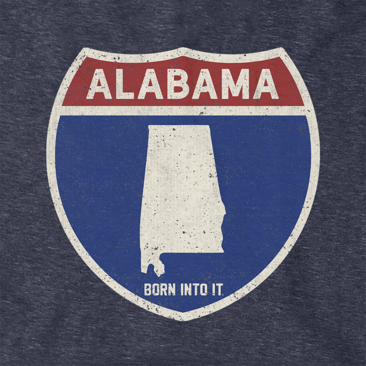 Born Into It Alabama Interstate Sign hoodie sweatshirt featuring a highway sign design on the front.