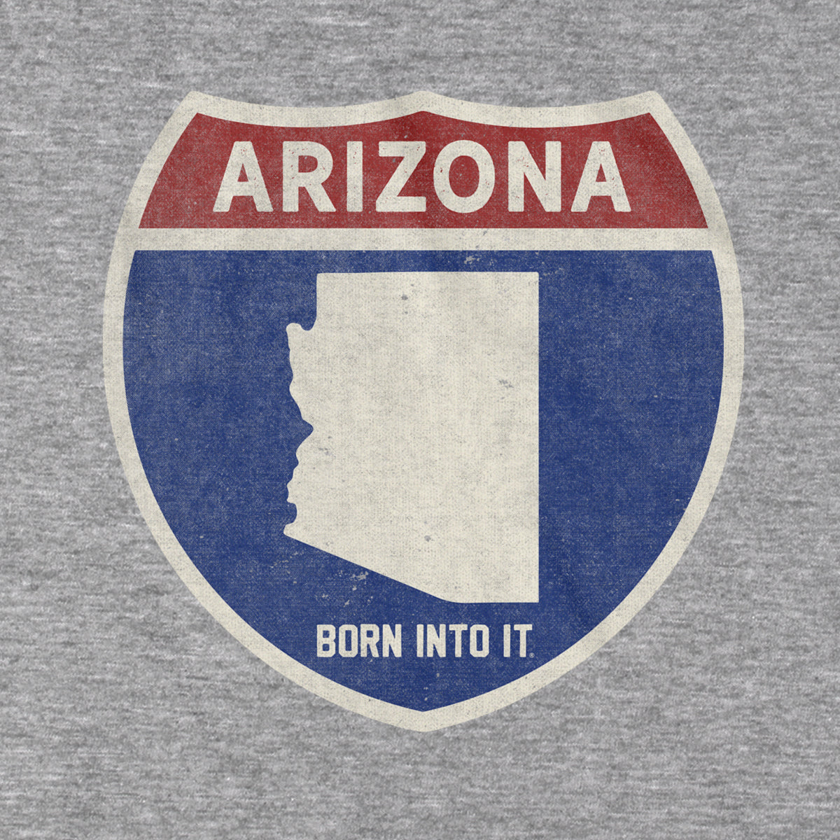 Gray Arizona Interstate Sign T-Shirt by Born Into It featuring a highway sign graphic on soft fabric.