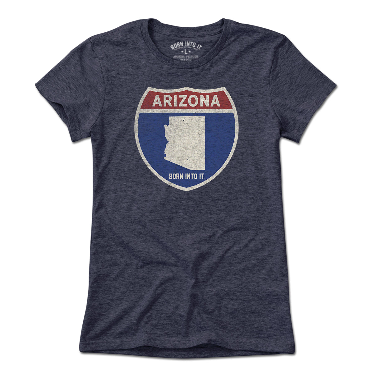 Light gray Arizona Interstate Sign T-Shirt by Born Into It featuring a vintage highway sign graphic on the front.