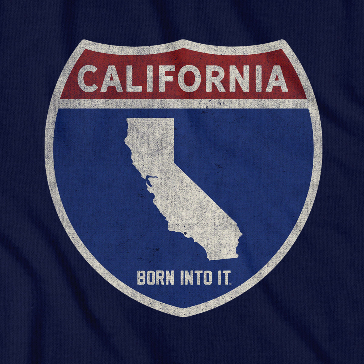 Born Into It California Interstate Sign T-Shirt featuring a design of California and New York interstate signs on soft fabric.