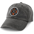 Born Into It Cleveland Dog Paw Crossroads Dad Hat, stylish casual hat with embroidered paw and crossroads design on front.