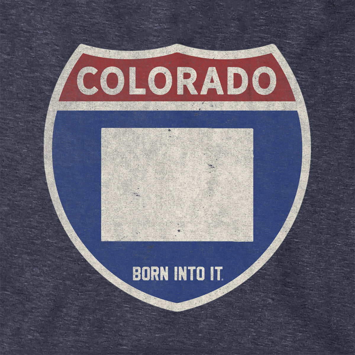 Born Into It Colorado Interstate Sign hoodie sweatshirt featuring a graphic of a highway interstate sign on the front.