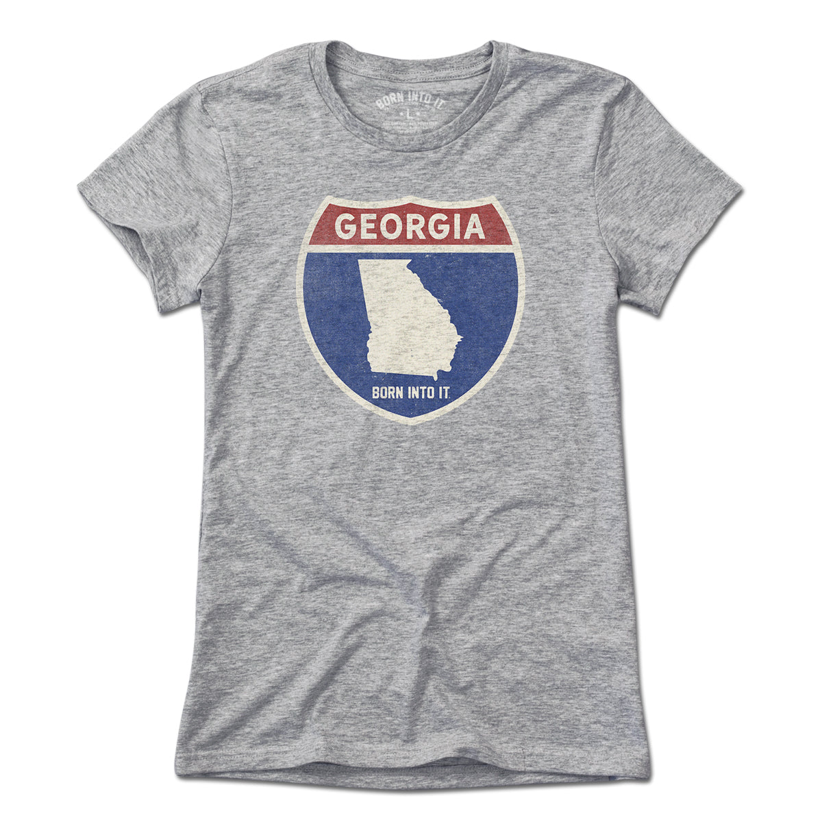 Light gray Georgia Interstate Sign T-Shirt by Born Into It featuring a highway sign graphic on the front.