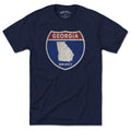 Born Into It Georgia Interstate Sign T-Shirt featuring a graphic of interstate route signs on a flat front view.