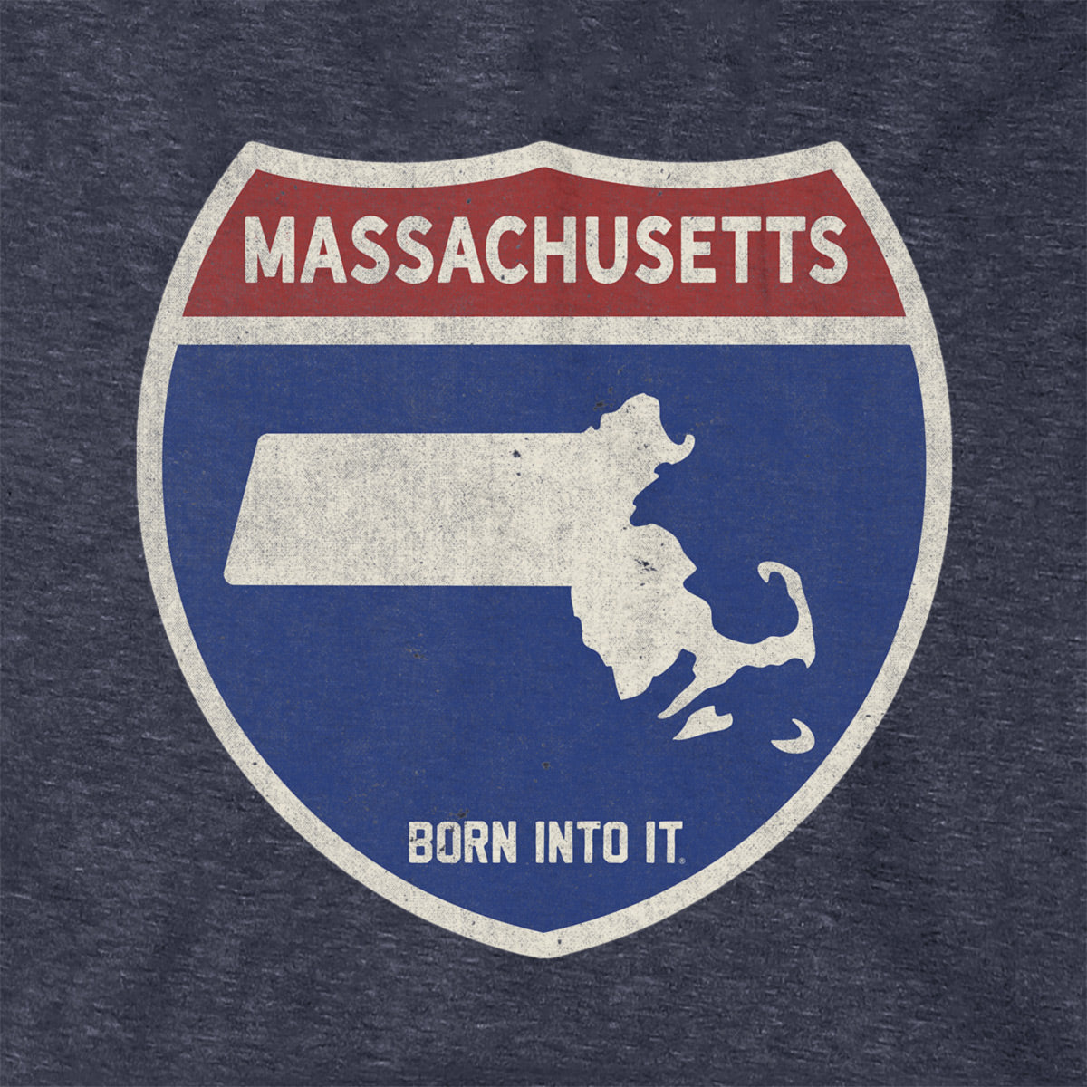 Born Into It Massachusetts Interstate Sign hoodie, a comfortable sweatshirt featuring a detailed interstate map design.