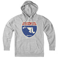 Born Into It Maryland Interstate Sign hoodie, gray sweatshirt featuring Maryland highway design, casual and comfortable apparel.