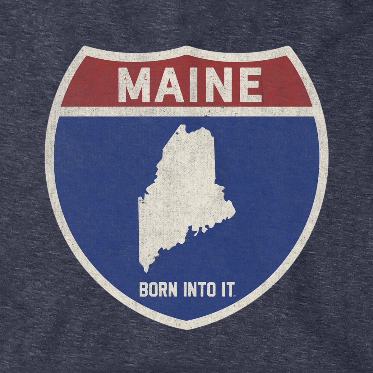 Born Into It Maine Interstate Sign hoodie sweatshirt featuring a graphic of the Maine interstate highway in black and white.