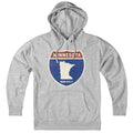 Gray Minnesota Interstate Sign hoodie by Born Into It, featuring a comfortable sweatshirt with interstate highway graphic.