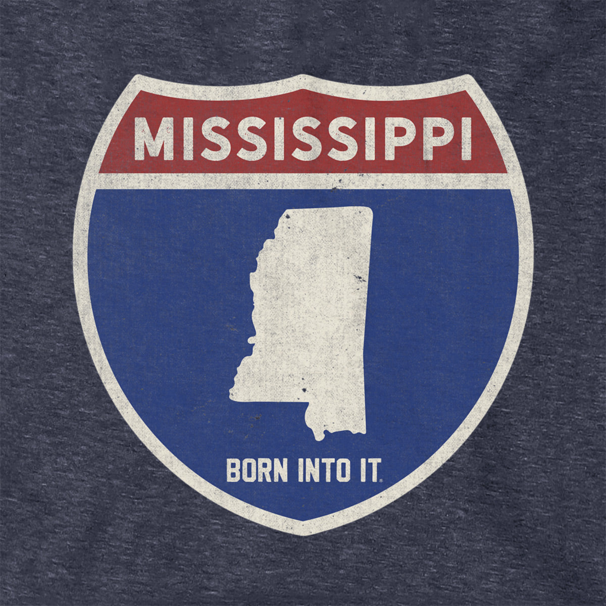 Born Into It Mississippi Interstate Sign hoodie sweatshirt with graphic design, featuring a highway sign motif.