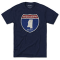 Born Into It Mississippi Interstate Sign T-Shirt featuring a printed design of interstate markers on soft cotton fabric.