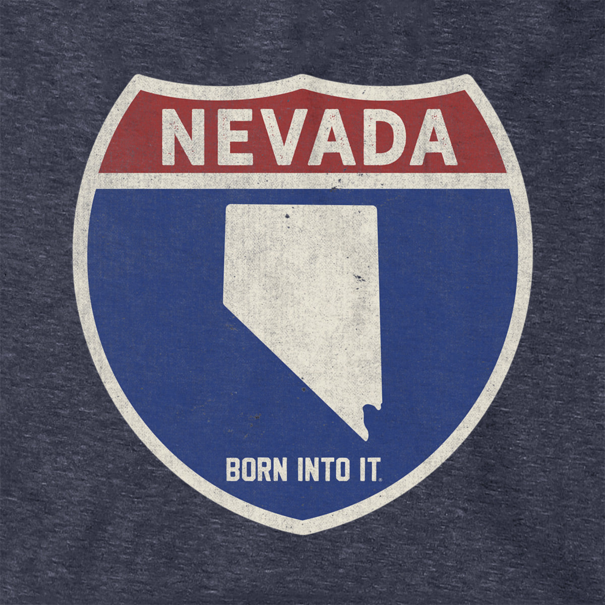Born Into It Nevada Interstate Sign hoodie sweatshirt with front graphic and comfortable fit, featuring highway sign design.