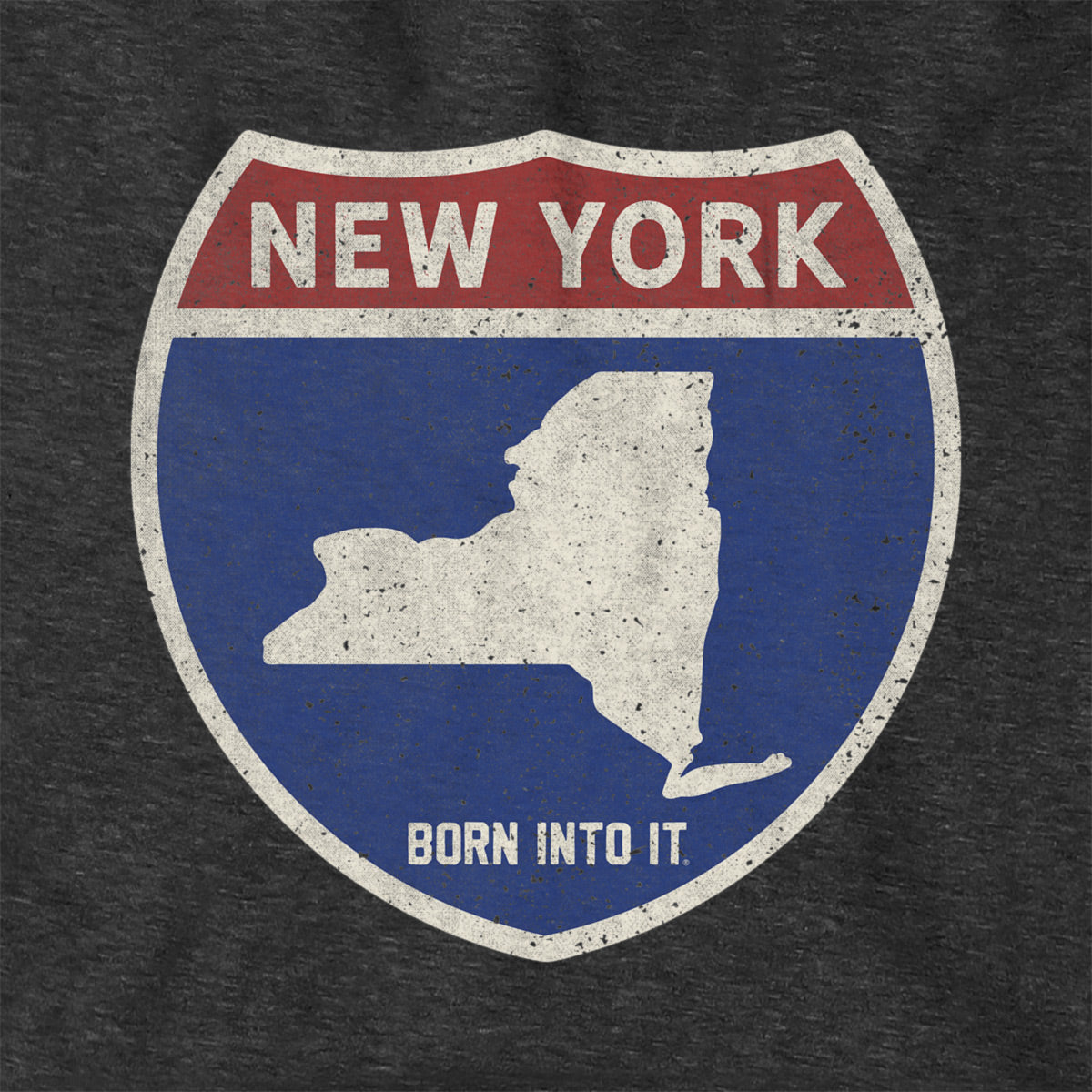 Born Into It New York Interstate Sign hoodie sweatshirt featuring bold interstate graphics and comfortable fit.