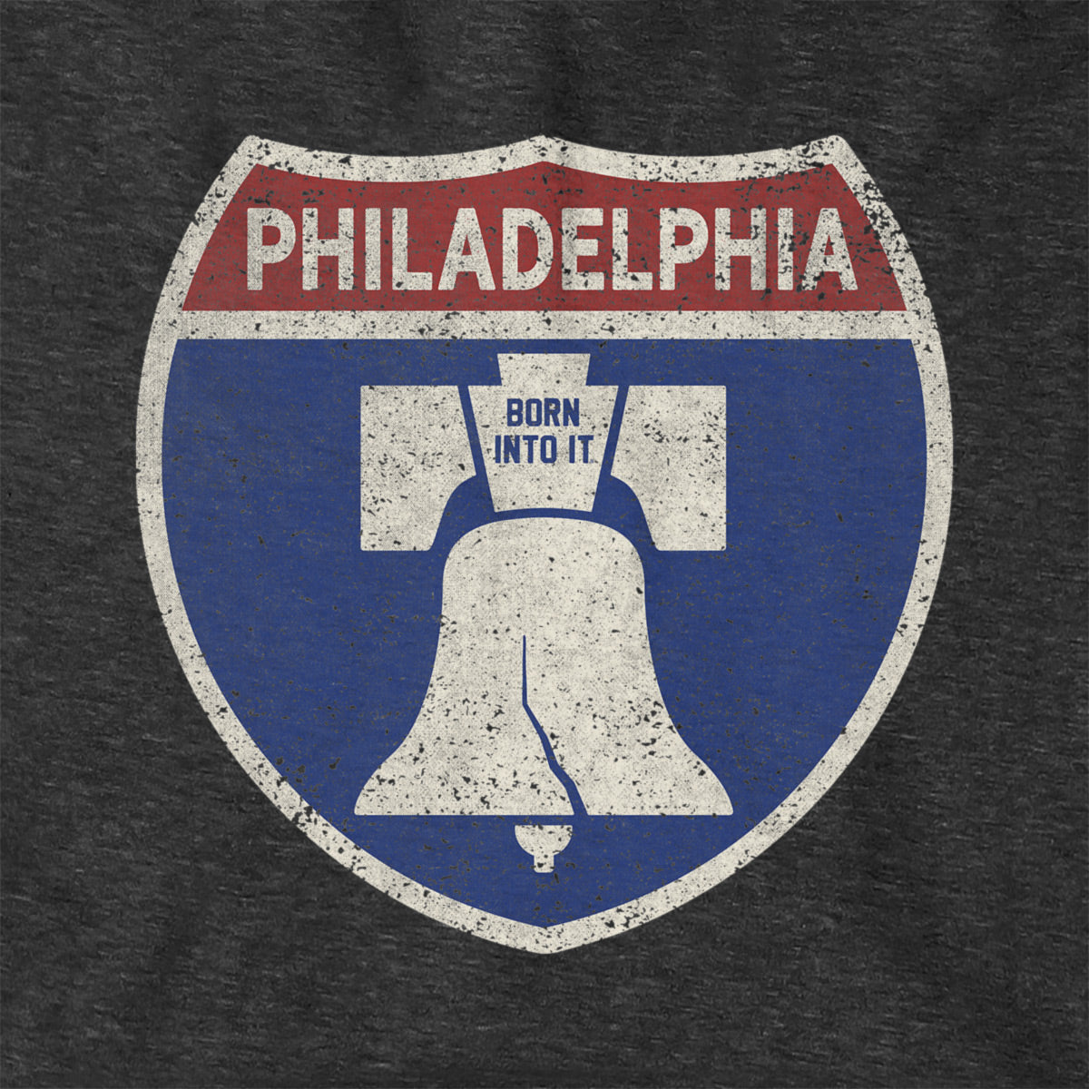Born Into It Philadelphia Interstate Sign hoodie, a comfortable sweatshirt featuring a bold interstate graphic on the front.