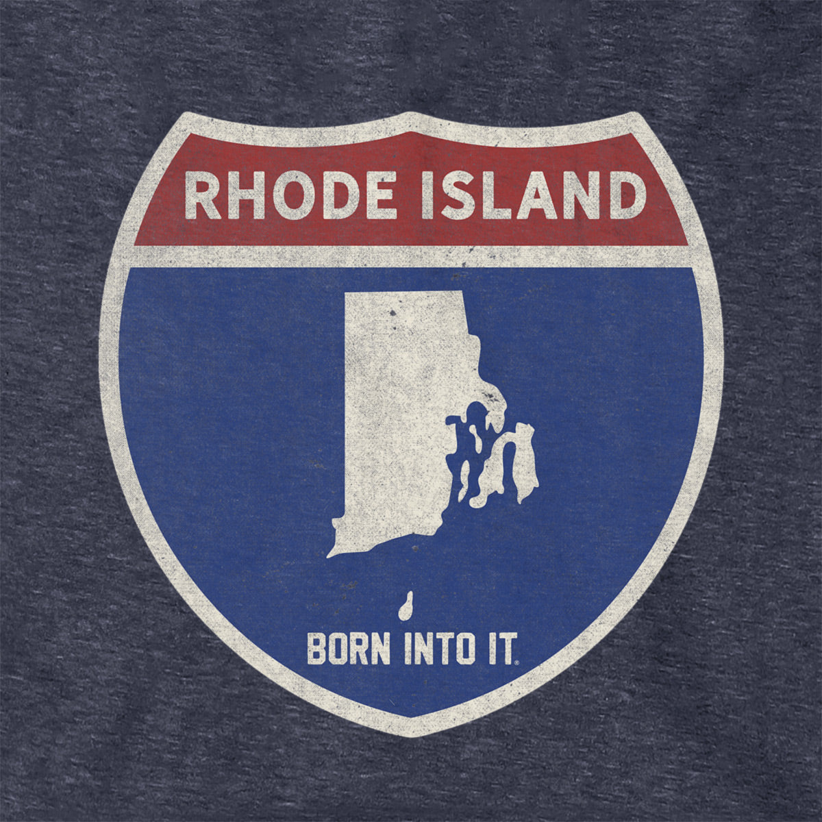 Born Into It Rhode Island Interstate Sign hoodie sweatshirt featuring a bold interstate design on soft fabric.