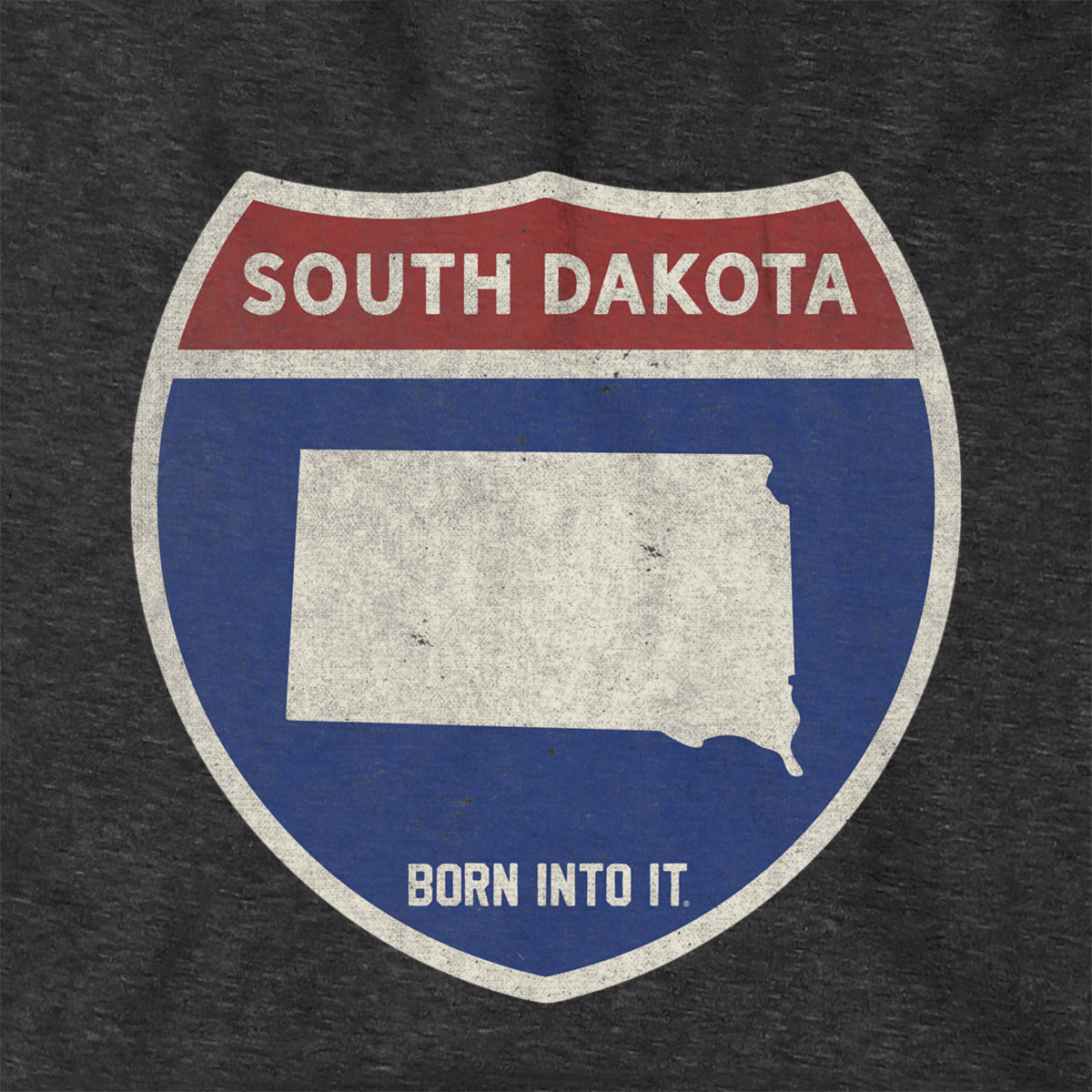 Born Into It South Dakota Interstate Sign hoodie, cozy sweatshirt featuring iconic highway graphic for casual style.