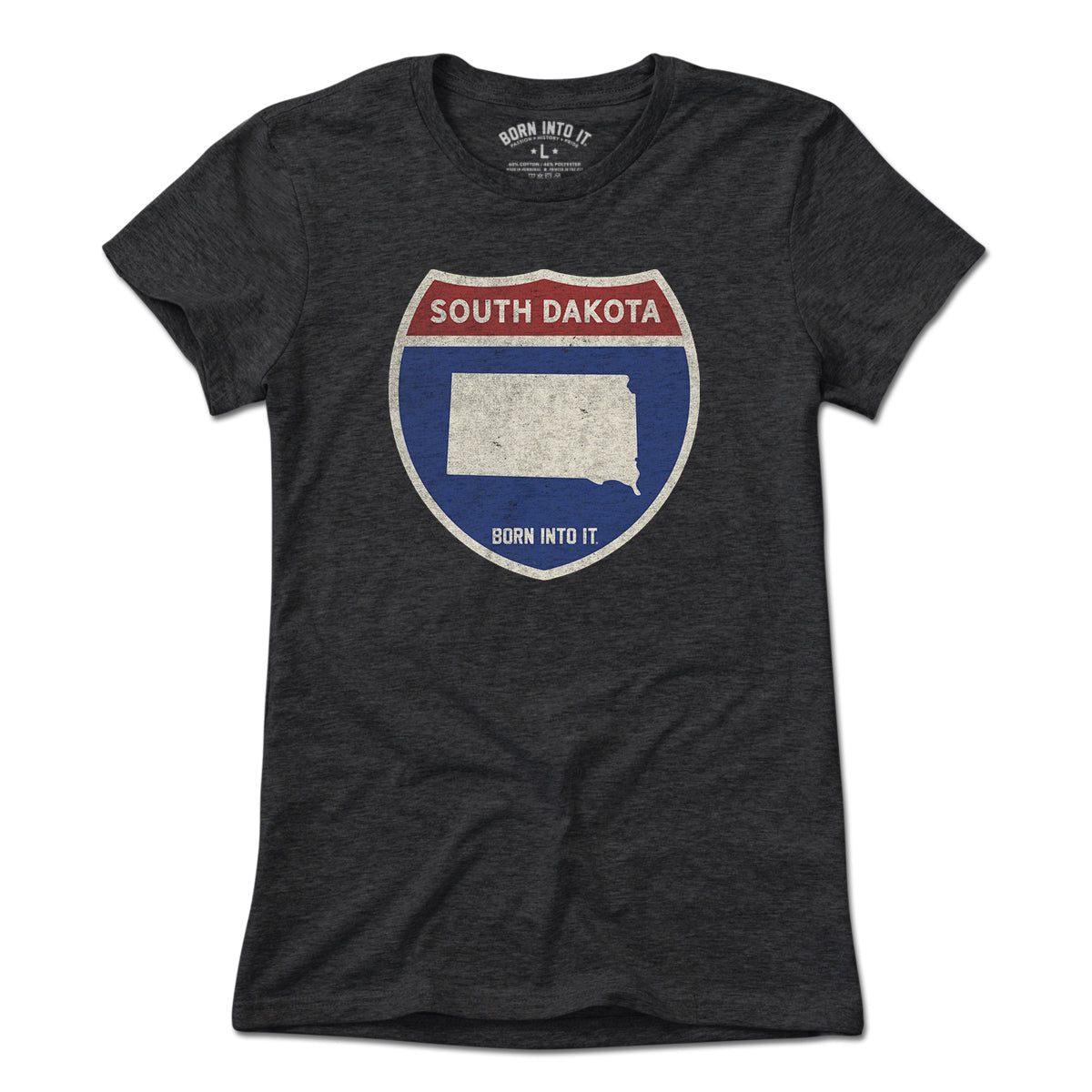 Light green South Dakota Interstate Sign T-Shirt by Born Into It, featuring a detailed interstate highway graphic.