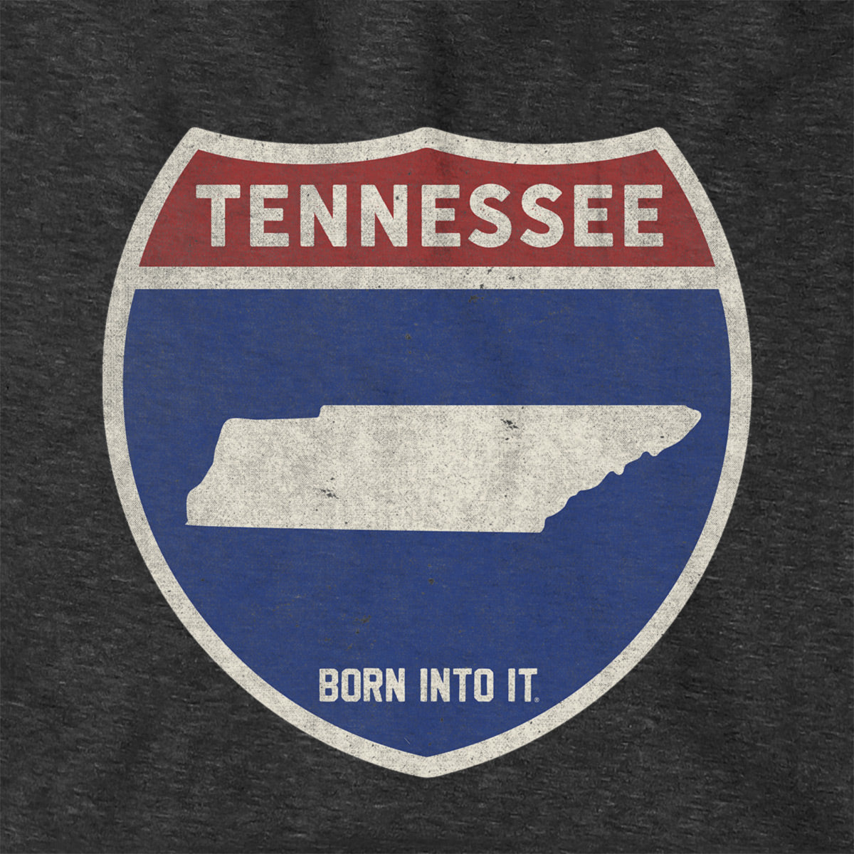 Born Into It Tennessee Interstate Sign hoodie, a comfortable sweatshirt featuring a Tennessee interstate design and branding.