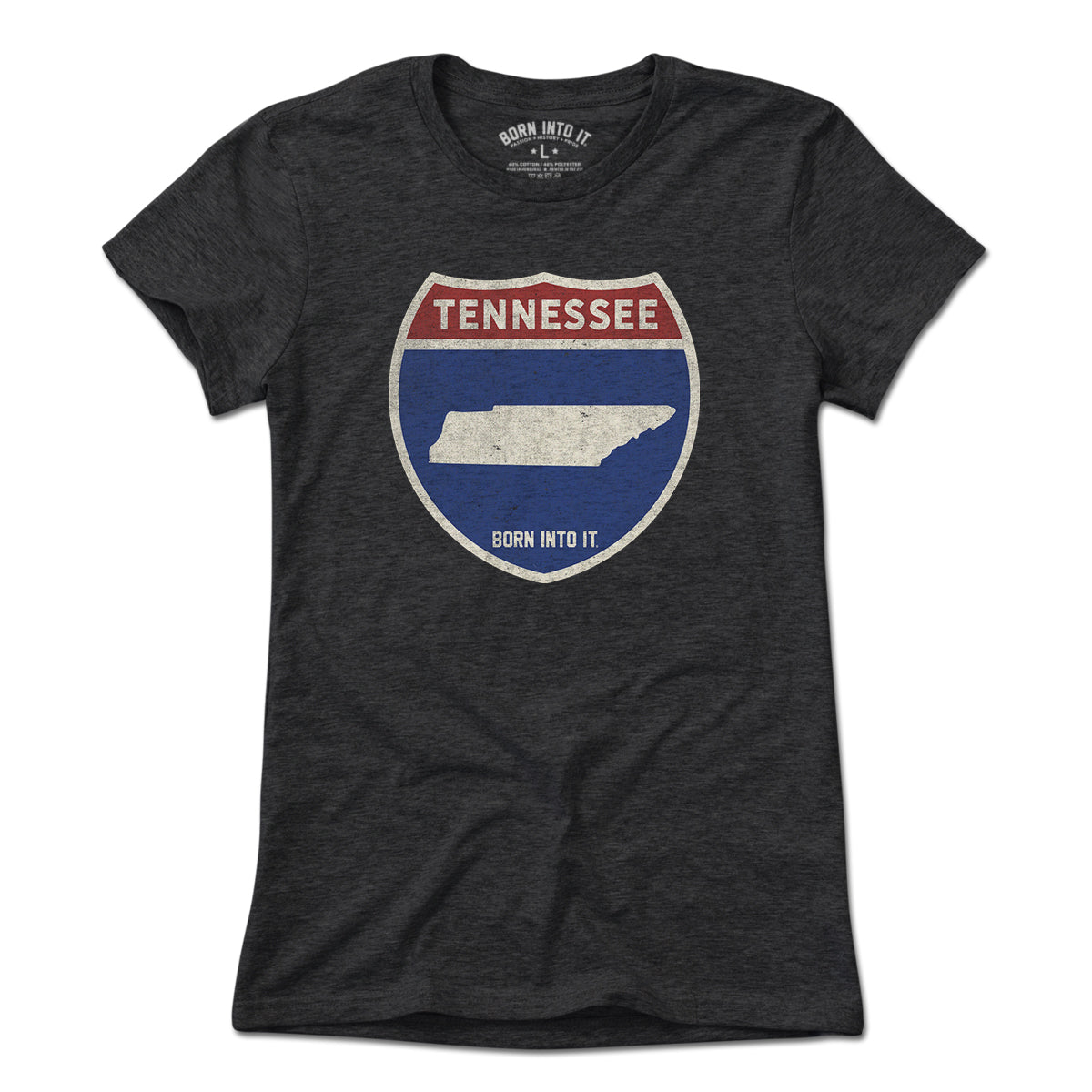 Light green Tennessee Interstate Sign T-Shirt by Born Into It featuring a highway sign graphic on soft cotton fabric.