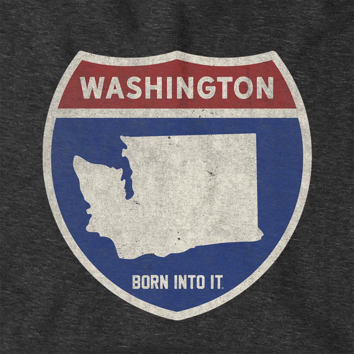 Born Into It Washington Interstate Sign hoodie sweatshirt featuring a graphic of the interstate sign on the front.