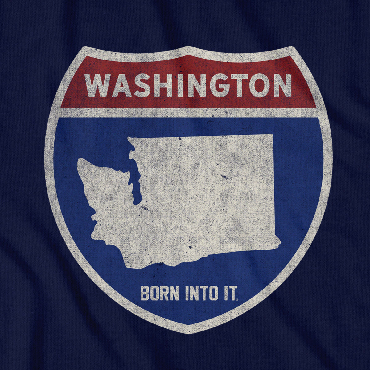 Born Into It Washington Interstate Sign T-Shirt featuring a city map design on a casual cotton T-shirt.
