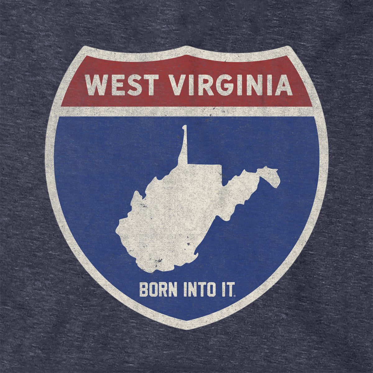 Born Into It West Virginia Interstate Sign hoodie, a comfortable sweatshirt featuring a bold West Virginia highway design.