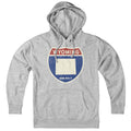 Born Into It Wyoming Interstate Sign sweatshirt featuring gray fabric and vintage highway sign graphic.