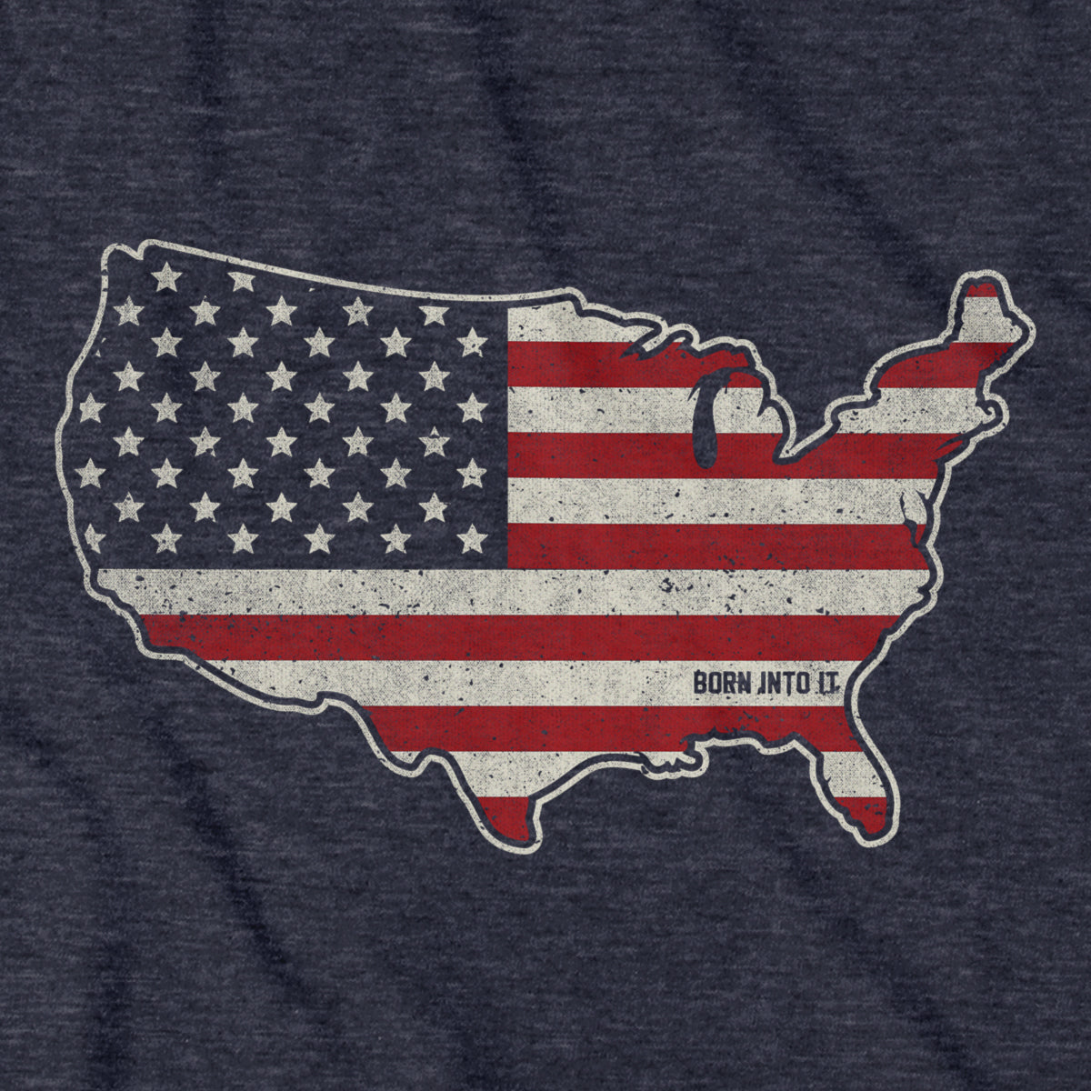 Born Into It USA Stars & Stripes T-shirt featuring a patriotic design with American flag motifs on a comfortable T-shirt.