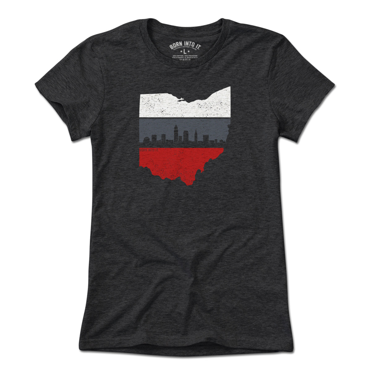 Retro Columbus Ohio Skyline State Shape T-Shirt