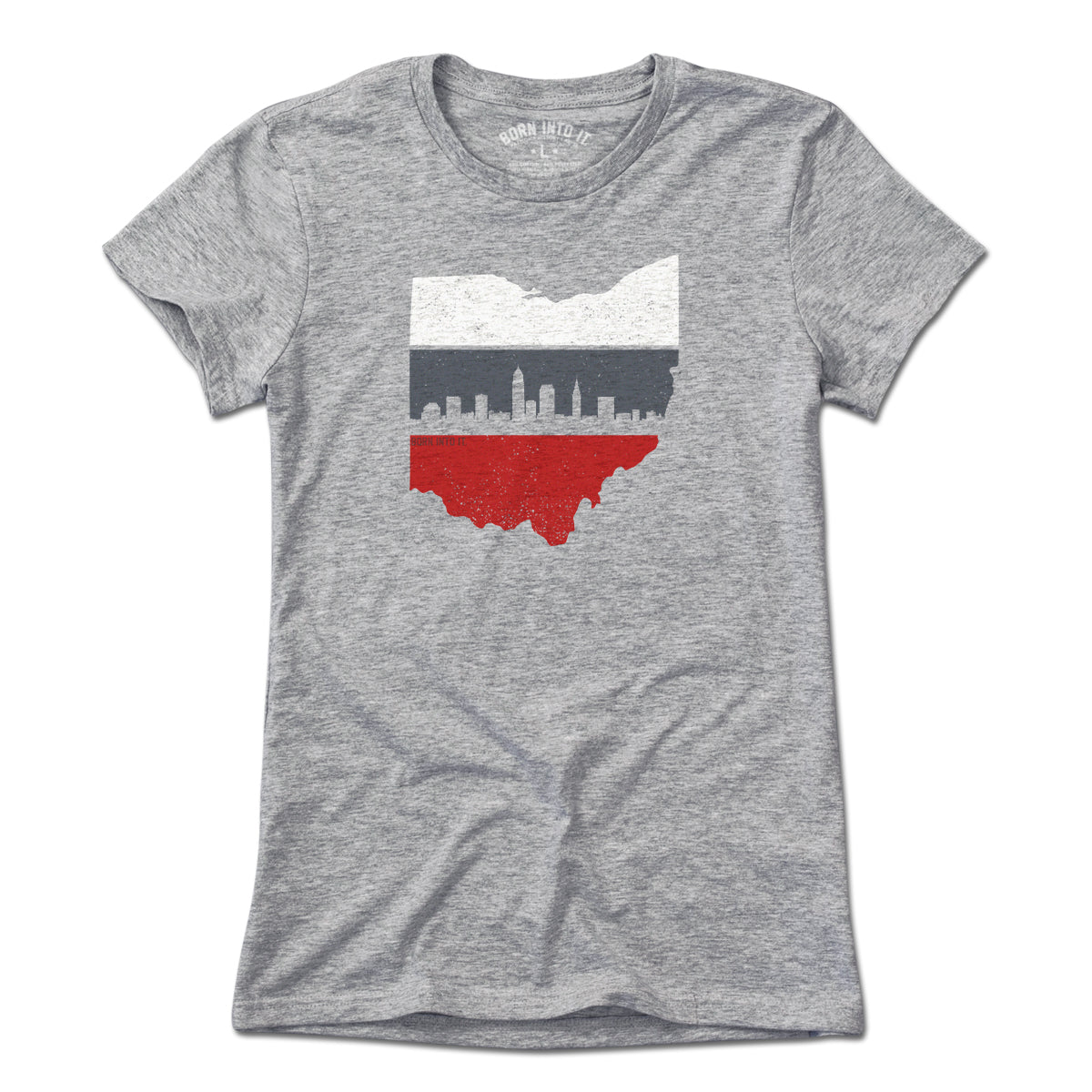 Retro Columbus Ohio Skyline State Shape T-Shirt