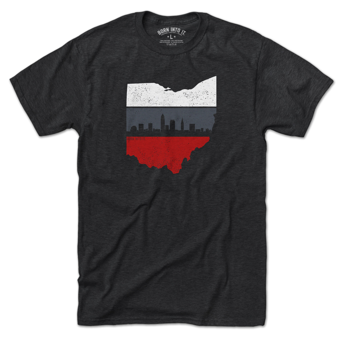 Retro Columbus Ohio Skyline State Shape T-Shirt