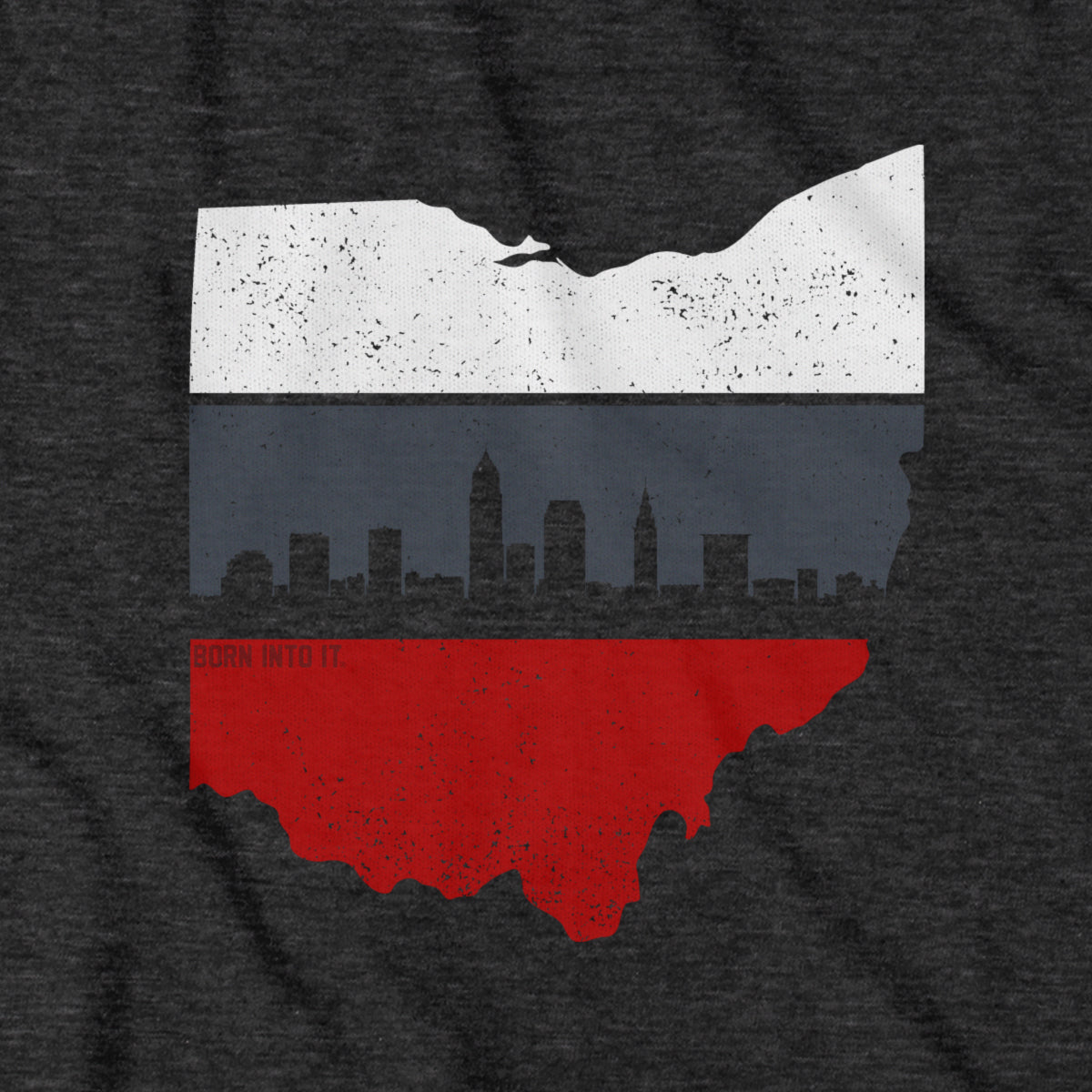 Retro Columbus Ohio Skyline State Shape T-Shirt