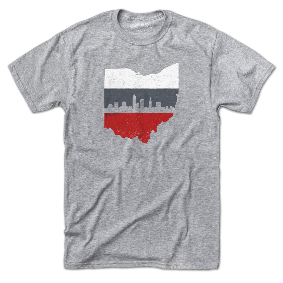 Retro Columbus Ohio Skyline State Shape T-Shirt