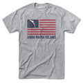 Born Into It Anna Maria Island striped flag T-shirt, gray color, soft fabric, casual fit, featuring island-themed flag design.