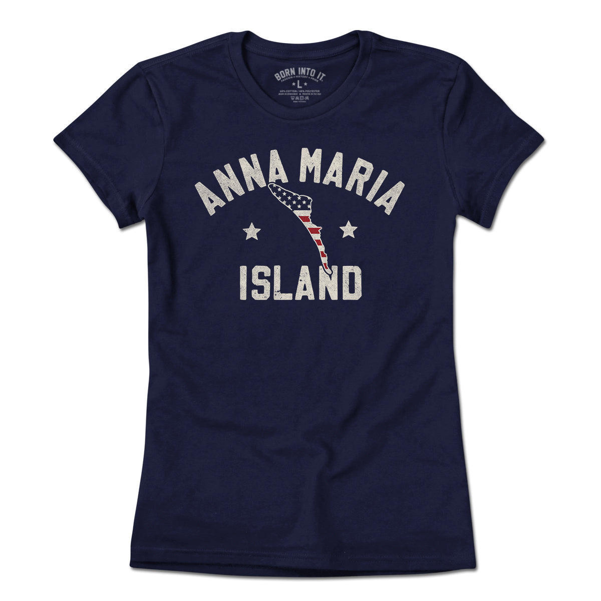 Born Into It Anna Maria Island Keystar Arch T-shirt, light-colored, casual style with graphic print on front.