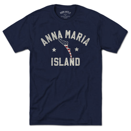 Born Into It Anna Maria Island Keystar Arch T-shirt in navy, featuring a graphic design on the front, casual and stylish.