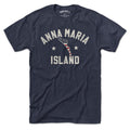 Born Into It Anna Maria Island Keystar Arch T-shirt in white, featuring a colorful island and keystar graphic on the front.