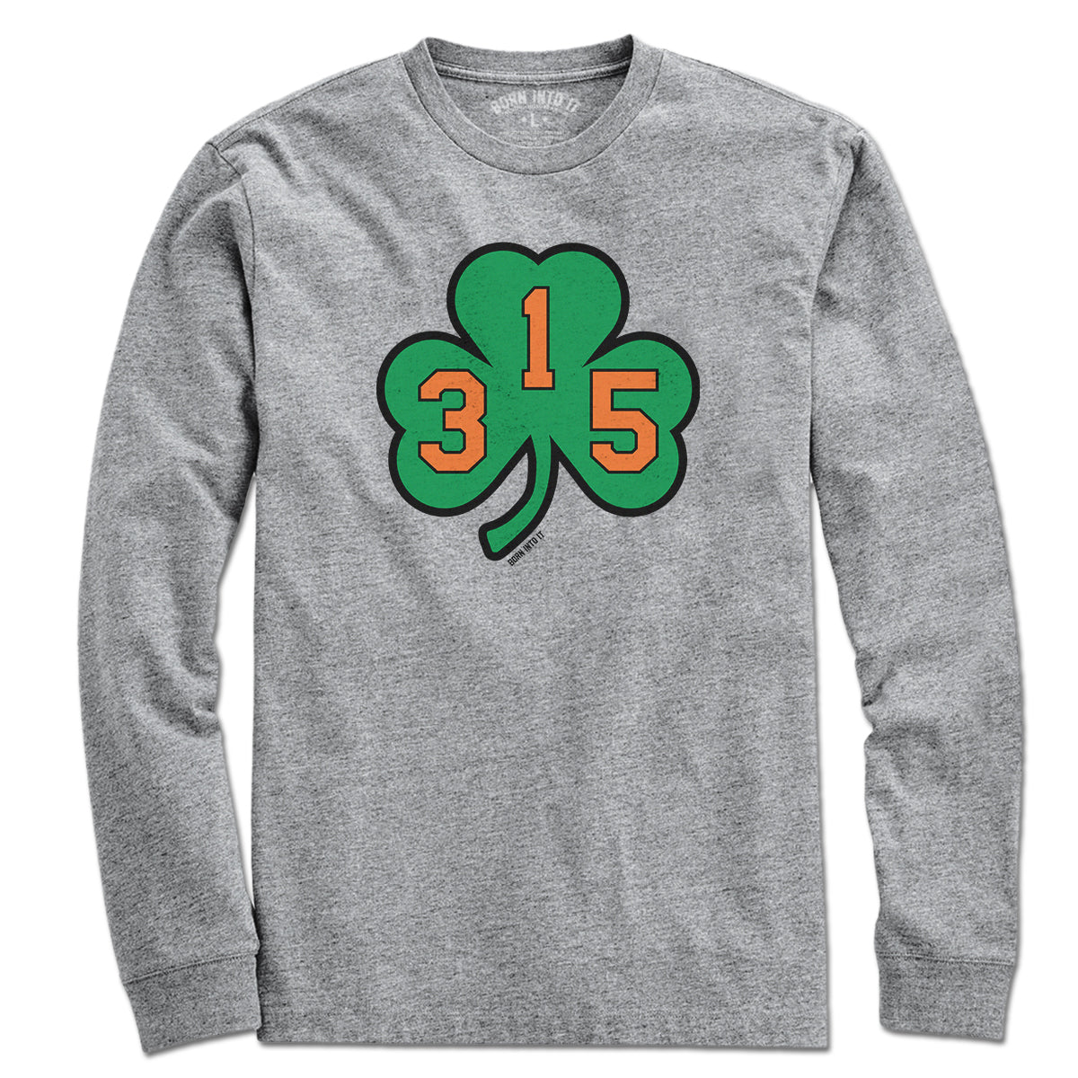 Syracuse Shamrock Area Code T-Shirt in gray, flat product view