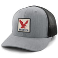 Born Into It America Eagle Town Square classic snapback trucker hat with gray front panel and mesh back, casual and stylish headwear.