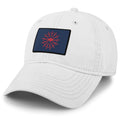 Born Into It Buffalo Freestyle Flag Dad Hat, white adjustable baseball cap with embroidered flag detail, casual hat for everyday wear.