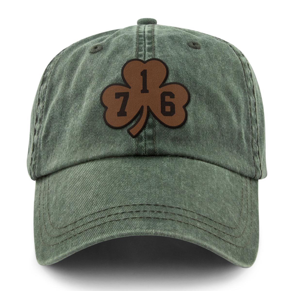 Buffalo 716 Shamrock Leather Patch Dad Hat