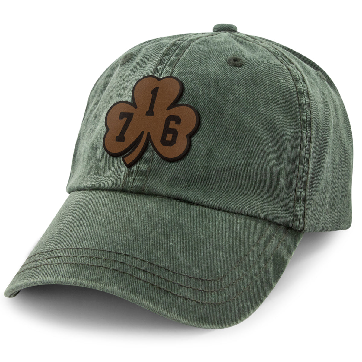 Buffalo 716 Shamrock Leather Patch Dad Hat