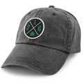 Born Into It Buffalo 716 Shamrock Crossroads Dad Hat, stylish hat with shamrock design, adjustable strap, and branded logo.