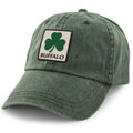 Born Into It Buffalo Shamrock Town Square Dad Hat, stylish casual hat with shamrock design and adjustable strap, in neutral tones.